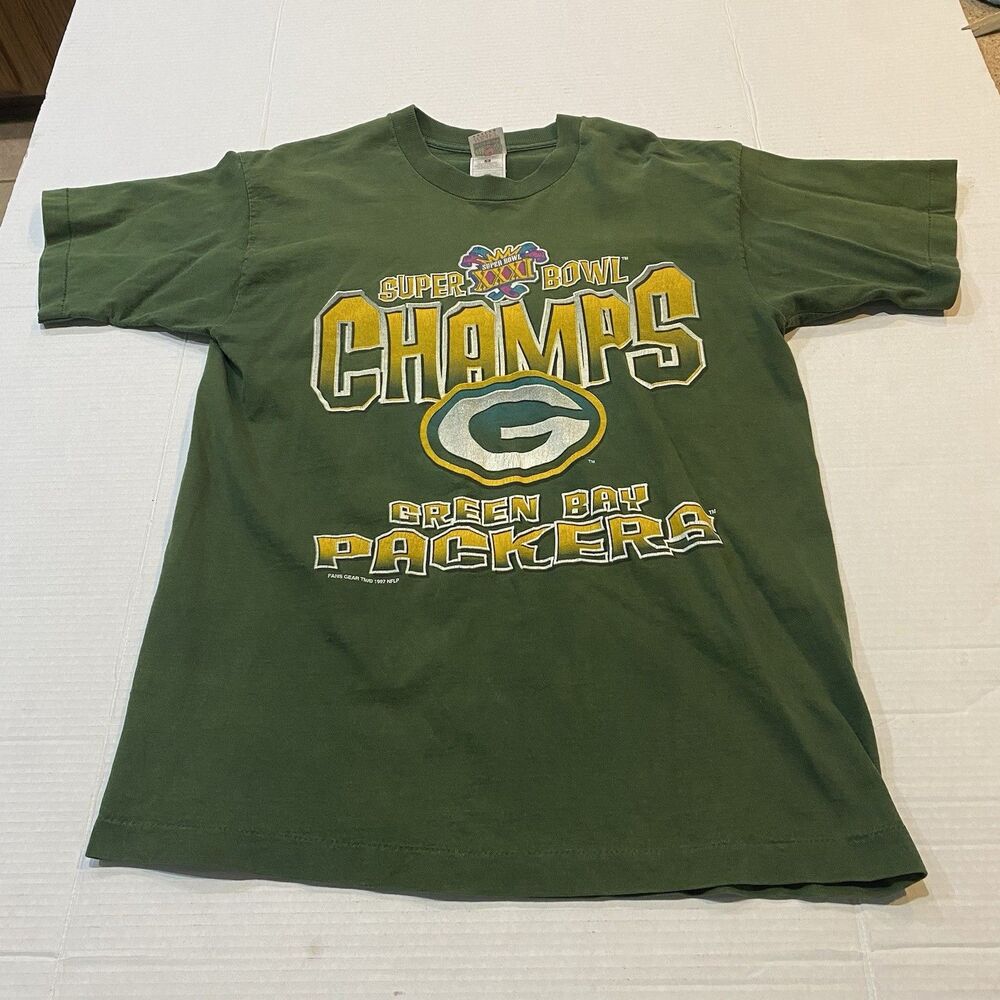 Vintage ‘97 Green Bay Packers Super Bowl XXXI Champs T-Shirt LG Single Stitch